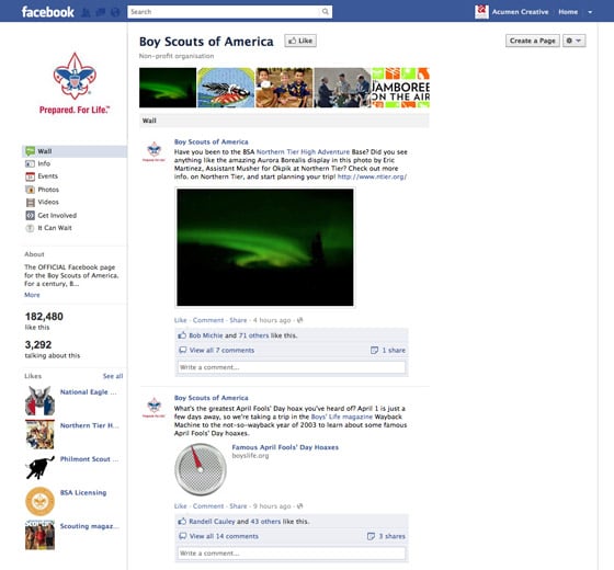 Facebook Pages for the Boy Scouts